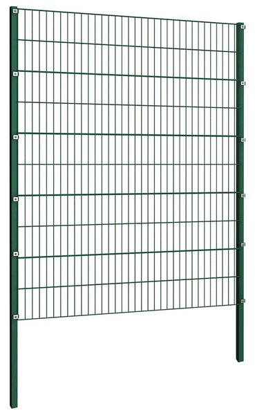 Plotový panel se sloupky železný 349 x 200 cm zelený 278680