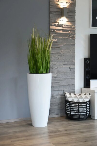 Květináč CITY, sklolaminát, výška 80 cm, bílý lesk