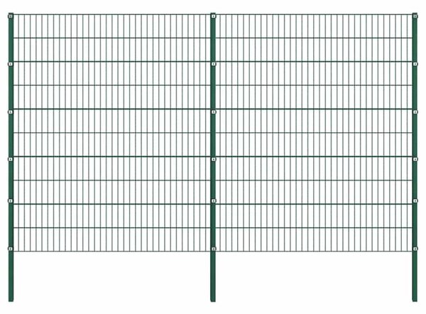 Plotový panel se sloupky železný 349 x 200 cm zelený 278680