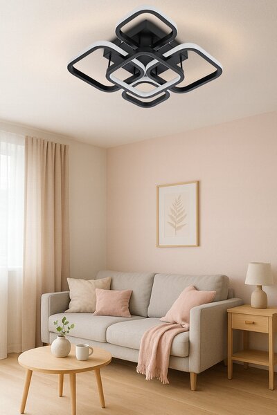 Černé LED závěsné svítidlo 54 W, 4860 lm, IP20, 39 × 39 × 12 cm