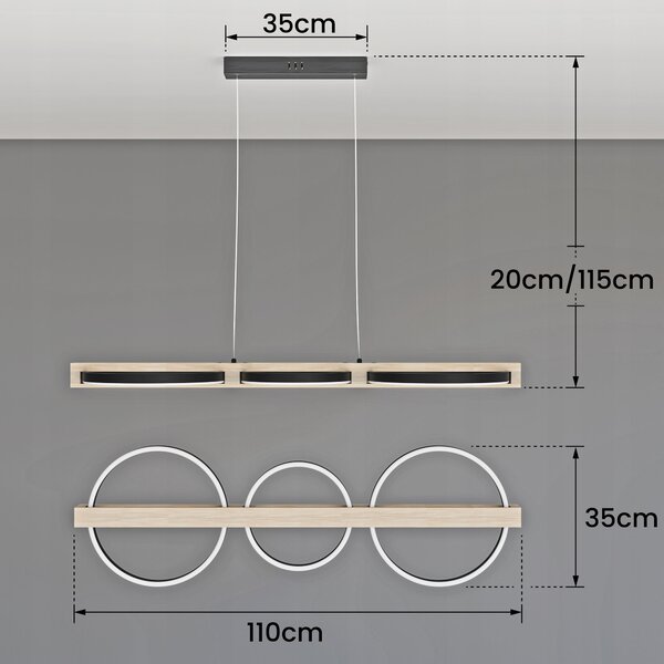Bílé LED závěsné svítidlo – teplá bílá, 68 W, 6120 lm, IP20