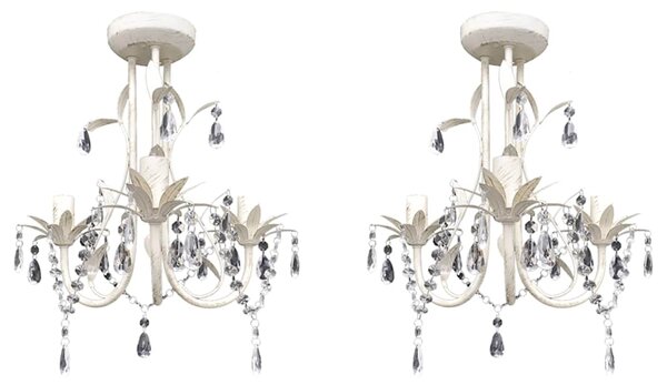 Křišťálové lustry 2 ks elegantní bílé 278738