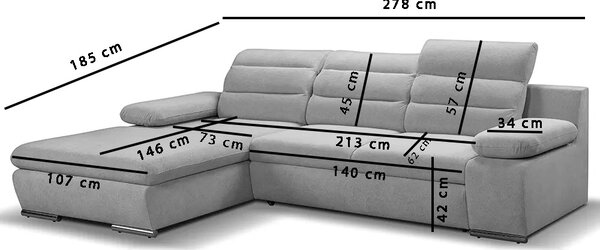 Sedací souprava GRECO MINI | 185x278 cm | LEVÁ | 11 béžovošedá WATER REPELLENT | rozkládací + úložný prostor