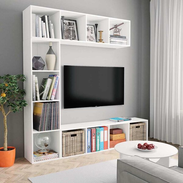 3dílná TV skříňka / knihovna bílá 180 x 30 x 180 cm 278788