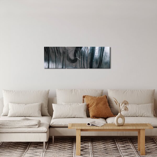 Obraz - Obličej z oceli (s hodinami) (90x30 cm)