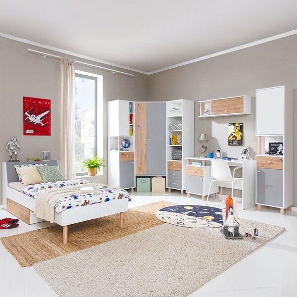 FARO | TV stolek FR8 se zásuvkami | 140 cm | bílá/artisan/šedá