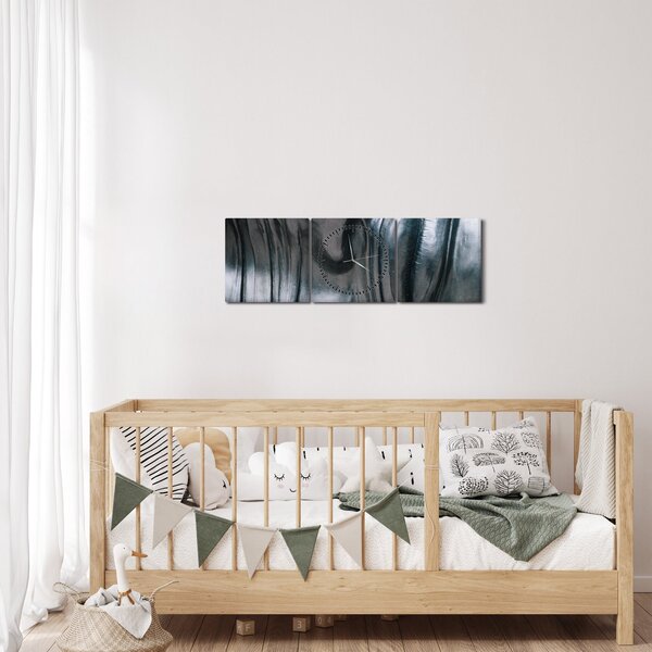 Obraz - Obličej z oceli (s hodinami) (90x30 cm)