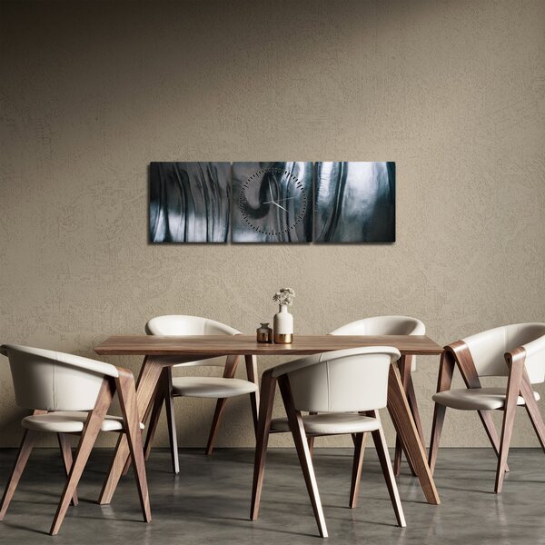 Obraz - Obličej z oceli (s hodinami) (90x30 cm)