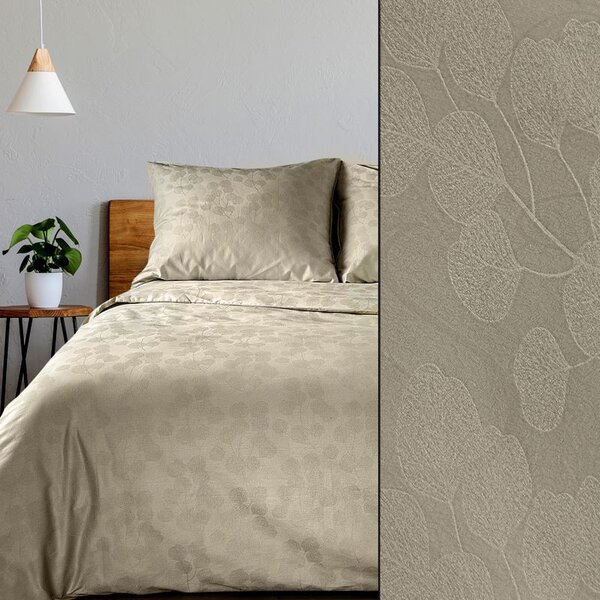 Eurofirany Béžové posteľné obliečky DAMASK z vysoko kvalitnej bavlny 140x200 cm, 70x90 cm