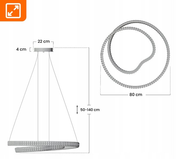 Bílé LED závěsné svítidlo 136 W – teplá bílá, IP20, Ø 80 cm