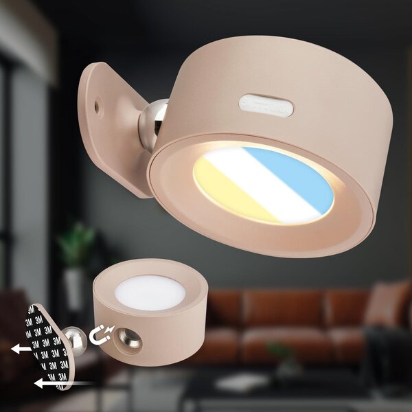 BRI 3896011 Tari nástěnné bodové svítidlo - 1,6W, 160lm, LED, nabíjecí, CCT, stmívatelné, bezdrátové, béžová - BRILONER