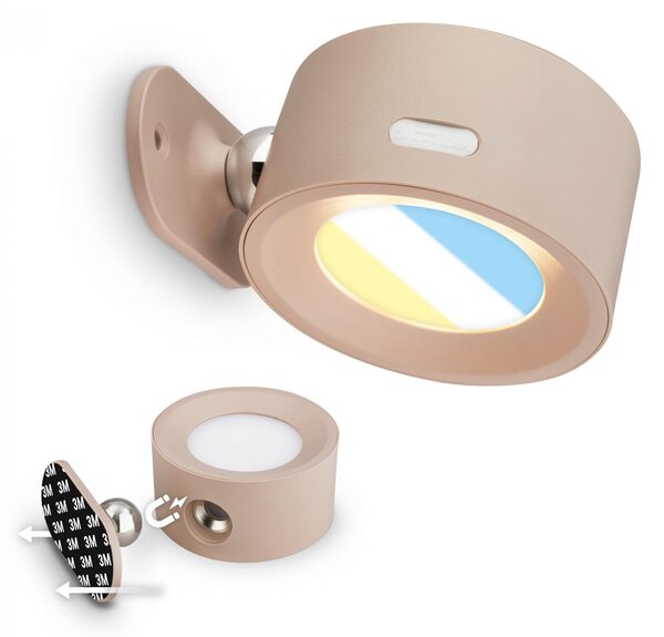 BRI 3896011 Tari nástěnné bodové svítidlo - 1,6W, 160lm, LED, nabíjecí, CCT, stmívatelné, bezdrátové, béžová - BRILONER