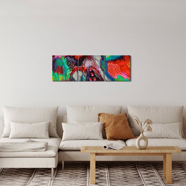 Obraz abstraktní - barvy (s hodinami) (90x30 cm)