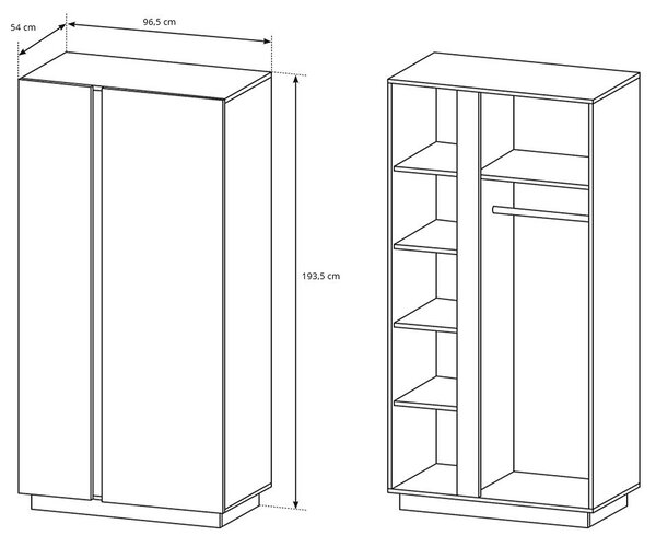 Obývací stěna ARCO se skříní | 4 díly | 307 cm + 100x60 cm | bílá mat/lesk/dub grandson