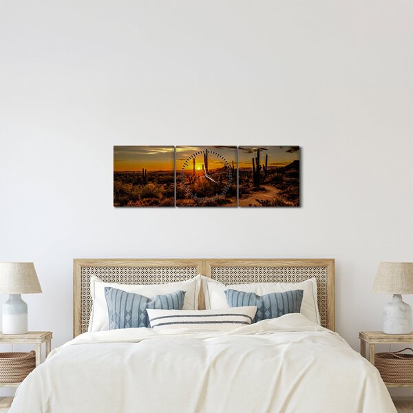 Obraz - Konec dne v arizonské poušti (s hodinami) (90x30 cm)