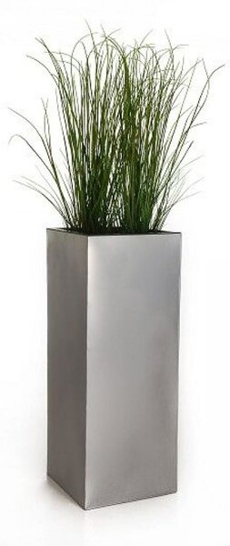 Květináč BLOCK, pozink, výška 100 cm, stříbrný, vč. zavlaž. systému