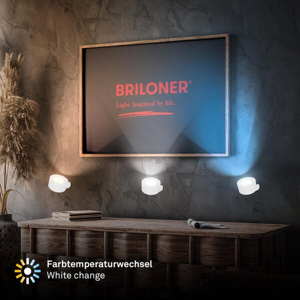 BRI 3896016 Tari nástěnné bodové svítidlo - 1,6W, 160lm, LED, nabíjecí, CCT, stmívatelné, bezdrátové, bílá - BRILONER