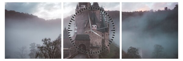 Obraz - Eltz Castle, Německo (s hodinami) (90x30 cm)