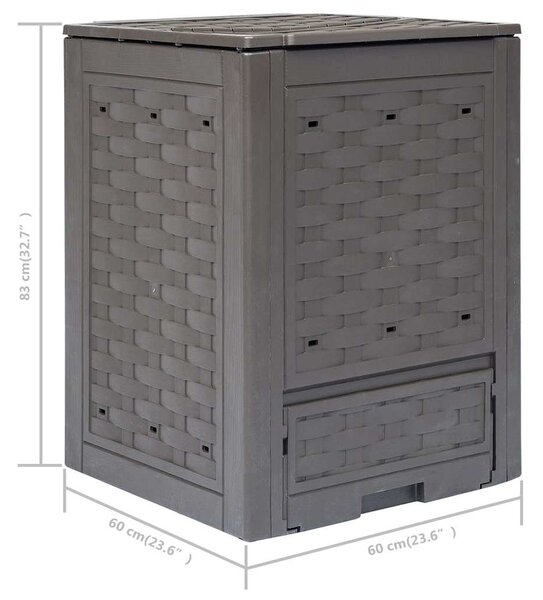 Zahradní kompostéry 2 ks hnědé 60x60x83 cm 600 l plast ratan 278917