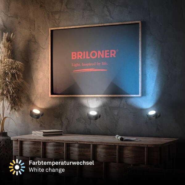 BRI 3896015 Tari nástěnné bodové svítidlo - 1,6W, 160lm, LED, nabíjecí, CCT, stmívatelné, bezdrátové, černá - BRILONER