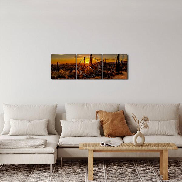Obraz - Konec dne v arizonské poušti (s hodinami) (90x30 cm)