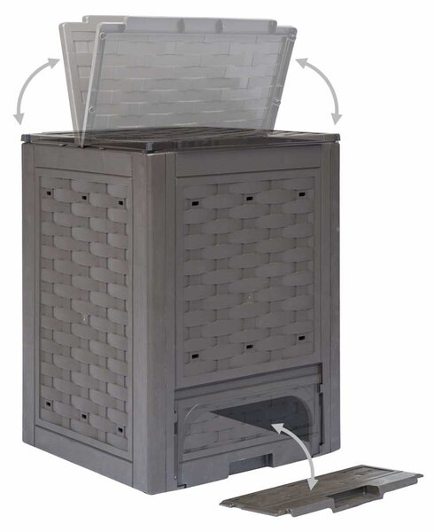 Zahradní kompostéry 2 ks hnědé 60x60x83 cm 600 l plast ratan 278917