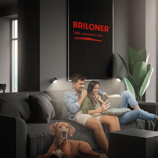 BRI 3896015 Tari nástěnné bodové svítidlo - 1,6W, 160lm, LED, nabíjecí, CCT, stmívatelné, bezdrátové, černá - BRILONER