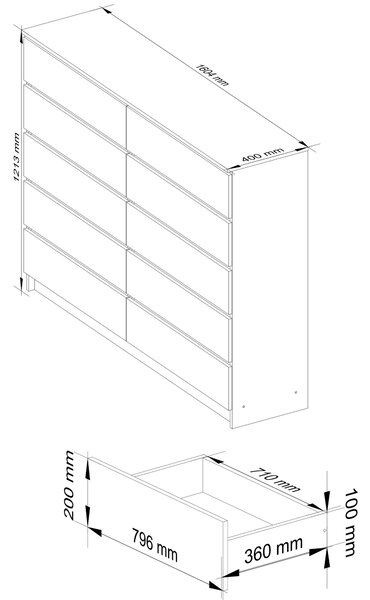 Ak furniture Komoda Rollo K 160,4 cm bílá matná