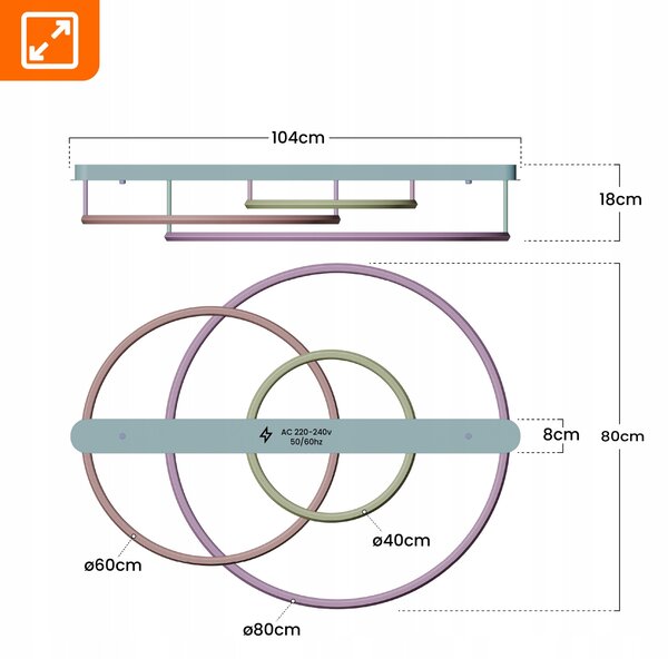 Zlaté designové stropní LED svítidlo 156 W, 14 040 lm, 3000/4000/6500 K, IP20