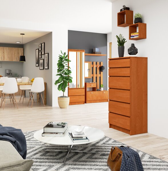 Ak furniture Komoda Kuba 60 cm - 6 šuplíků olše