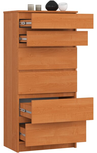 Ak furniture Komoda Kuba 60 cm - 6 šuplíků olše