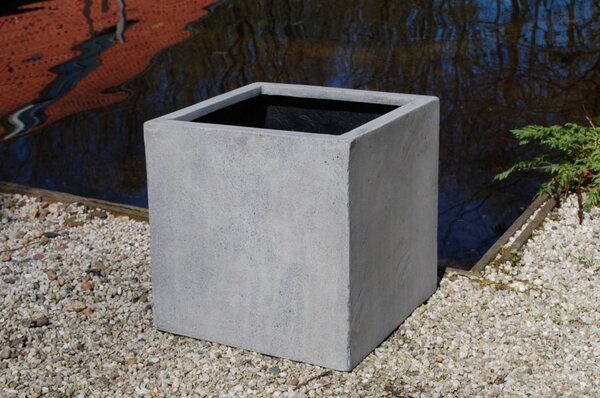 Květináč BLOCK, sklolaminát, 30x30x30 cm, beton design