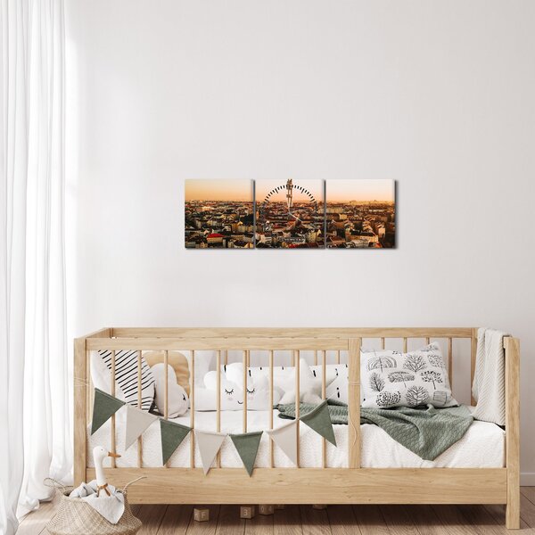 Obraz západu slunce nad Žižkovem (s hodinami) (90x30 cm)