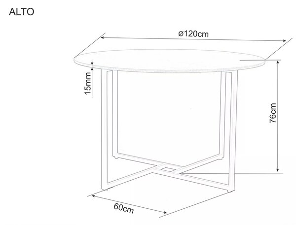 Kulatý jídelní stůl s deskou v dekoru dub ALTO 120x120