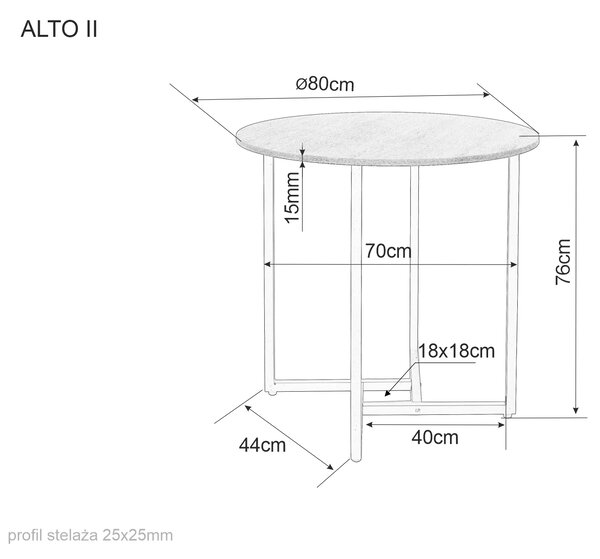 Kulatý jídelní stůl s deskou v dekoru dub ALTO II 80x80