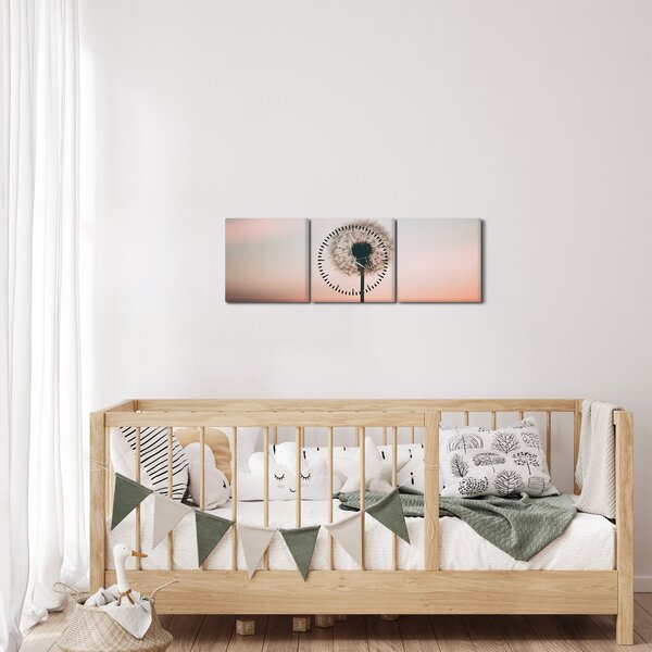 Obraz - Držím tě, pampeliško (s hodinami) (90x30 cm)