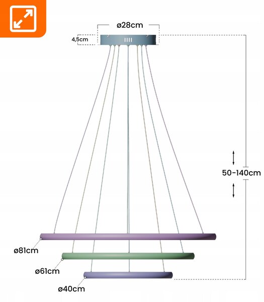 Designové závěsné LED svítidlo 182 W, kruhové, IP20