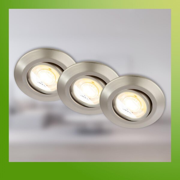 BRI 7586032 Klira 3ks sada LED vestavné bodové svítidlo 230V, nastavitelné, CTS, matný nikl - BRILONER