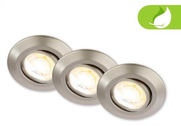 BRI 7586032 Klira 3ks sada LED vestavné bodové svítidlo 230V, nastavitelné, CTS, matný nikl - BRILONER