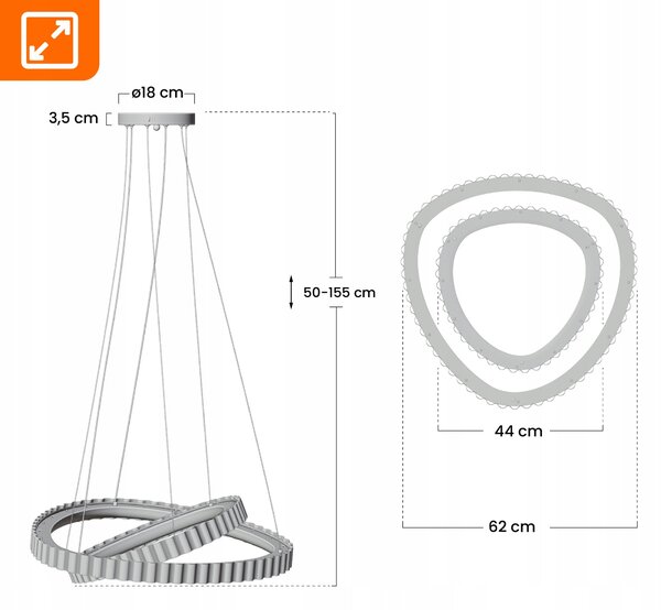 Bílé LED závěsné svítidlo 84 W – teplá bílá, 7560 lm, IP20