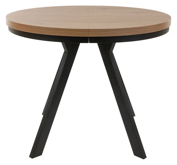 Rozkládací jídelní stůl Torino 90-190x90 cm, divoký dub s černýma nohama