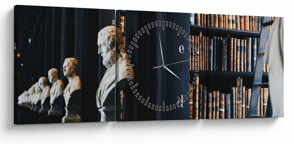 Obraz - V knihovně (s hodinami) (90x30 cm)