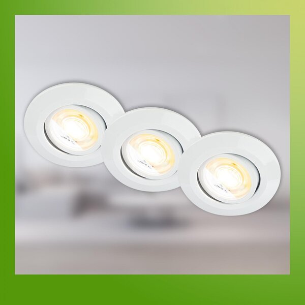 BRI 7586036 Klira 3ks sada LED vestavné bodové svítidlo 230V, nastavitelné, CTS, Ra90, bílé - BRILONER
