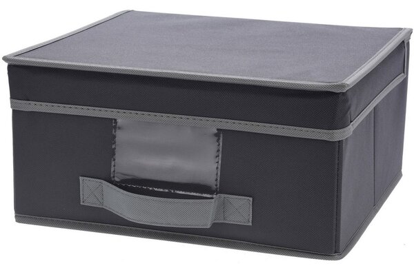 Storagesolution Skládací textilní kontejner s víkem šedá barva 44x33x22 cm