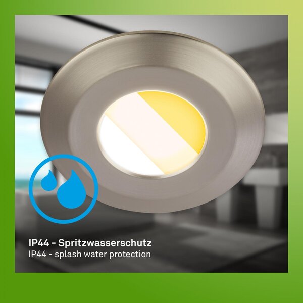 BRI 7588032 Klira 3ks sada vestavných bodových svítidel do koupelny, CTS vypínač, IP44, matný nikl - BRILONER