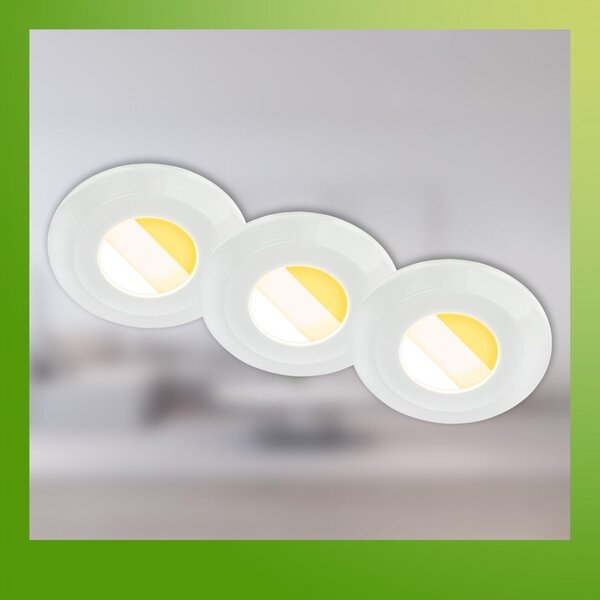 BRI 7588036 Klira 3ks sada LED vestavné bodové svítidlo do koupelny 230V, CTS přepínač, IP44, bílé - BRILONER