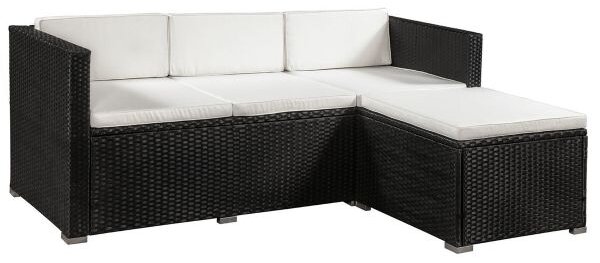 Juskys Zahradní ratanový set Punta Cana L - černý/krémové podušky