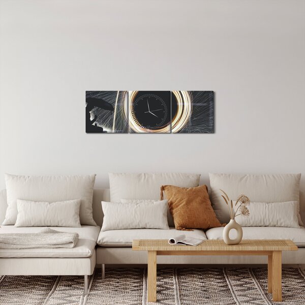 Obraz - Světelná show v dešti (s hodinami) (90x30 cm)