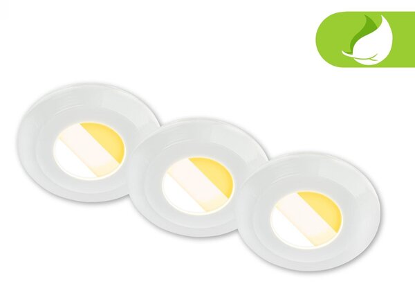 BRI 7588036 Klira 3ks sada LED vestavné bodové svítidlo do koupelny 230V, CTS přepínač, IP44, bílé - BRILONER