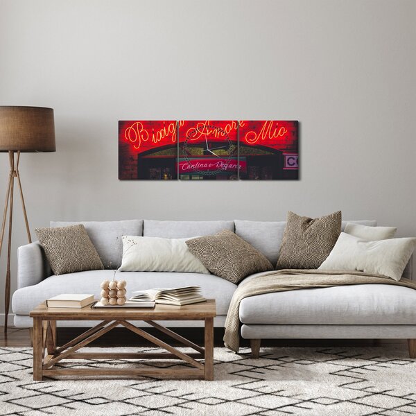 Obraz - Amore Mio (s hodinami) (90x30 cm)
